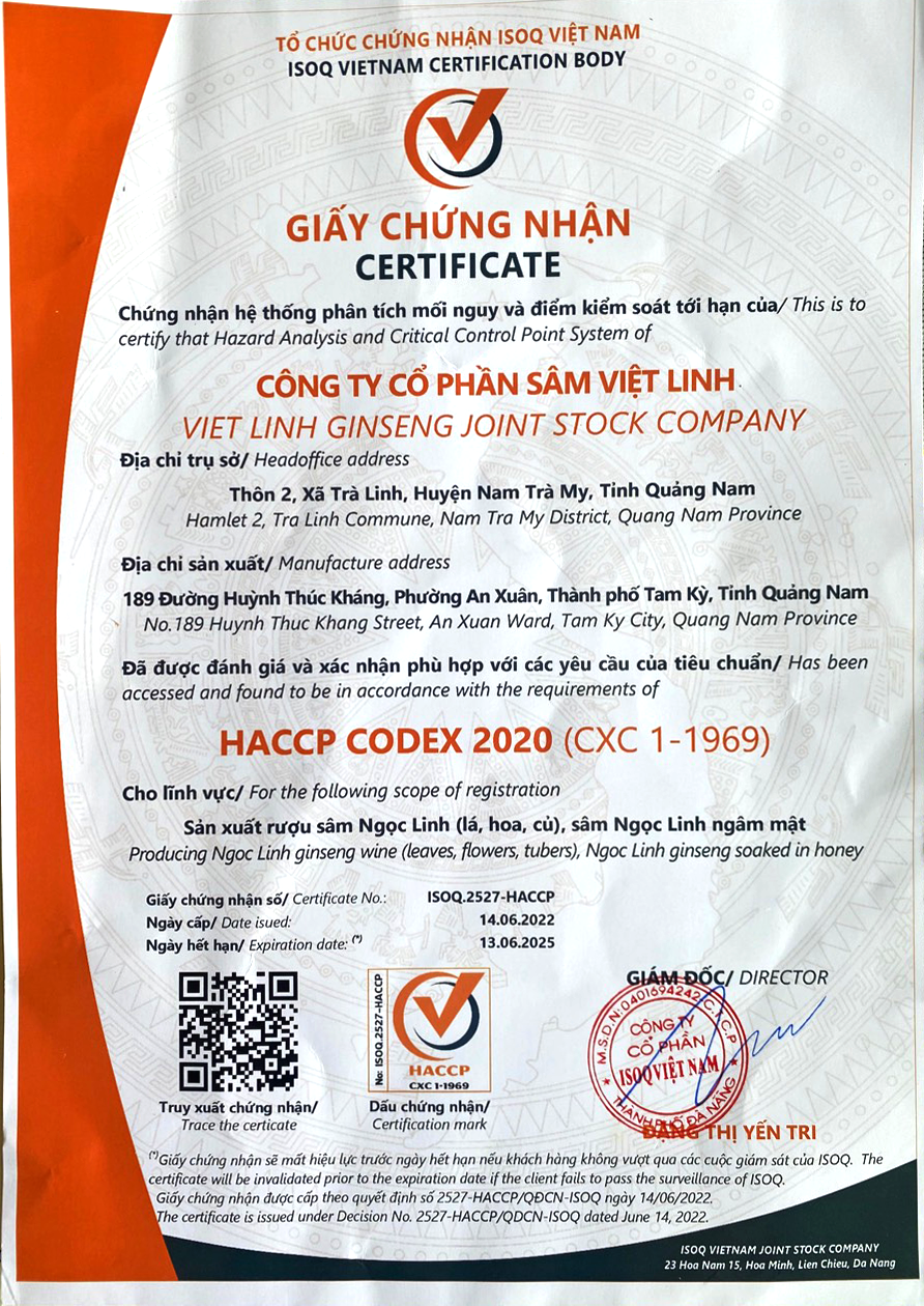 chung nhan HACCP